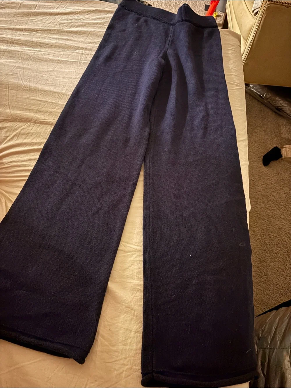 Pink Rose Navy Wide-Leg Knit Joggers